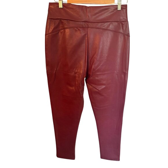 NWT Burgundy Faux Leather Booty Lifter Leggings XL Athleisure Casual Sexy Glam - Picture 3 of 6